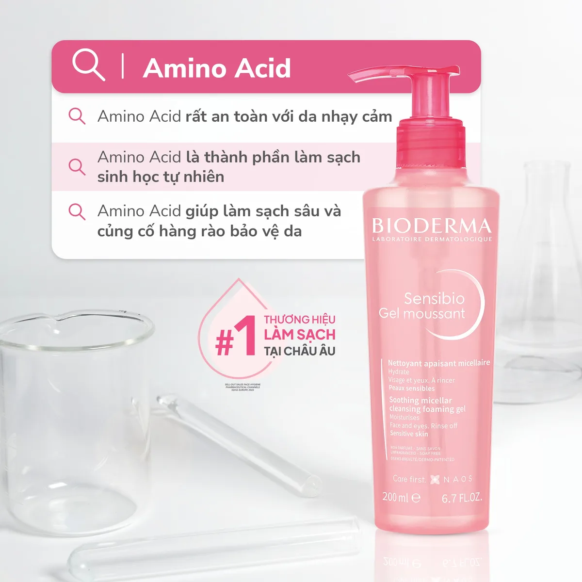 Sữa Rửa Mặt Tạo Bọt Bioderma Sensibio Gel Moussant Làm Sạch Dịu Nhẹ Cho Da Nhạy Cảm Và Da Thường 45ml 200ml 7