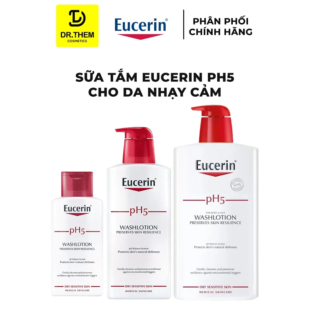 Sữa Tắm Eucerin pH5 Skin Resilience Washlotion Làm Sạch Dịu Nhẹ Dưỡng Ẩm Cho Da Nhạy Cảm 200ml/400ml/1000ml