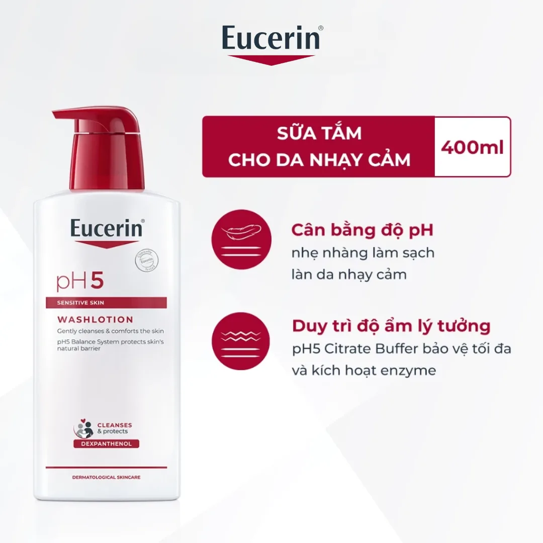 Sữa Tắm Eucerin pH5 Skin Resilience Washlotion Làm Sạch Dịu Nhẹ Dưỡng Ẩm Cho Da Nhạy Cảm 200ml/400ml/1000ml 2