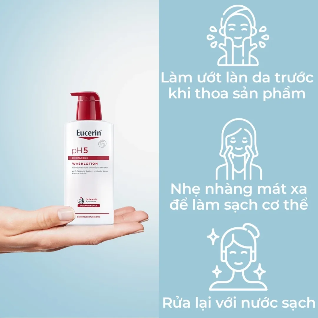 Sữa Tắm Eucerin pH5 Skin Resilience Washlotion Làm Sạch Dịu Nhẹ Dưỡng Ẩm Cho Da Nhạy Cảm 200ml/400ml/1000ml 3