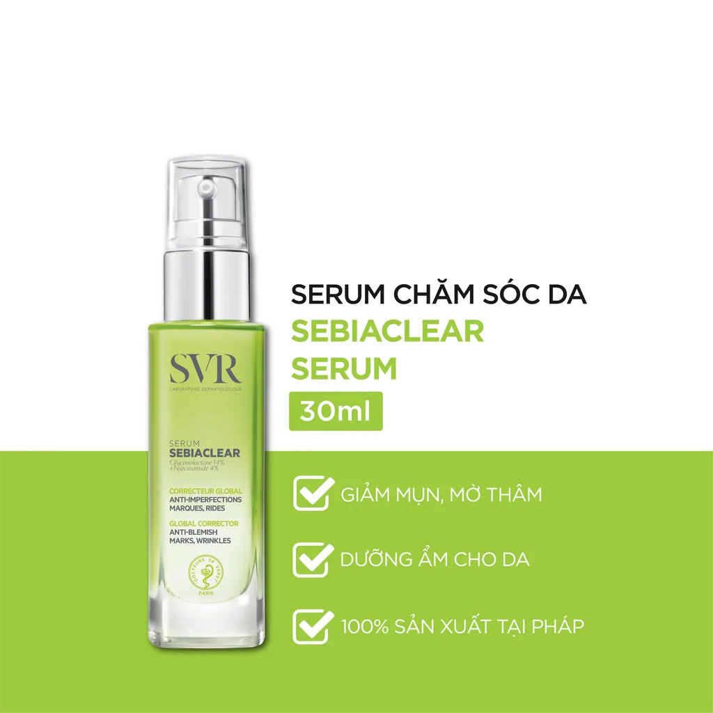 Serum SVR Sebiaclear Serum Hỗ Trợ Giảm Mụn Mờ Thâm Nám Làm Mềm Mịn Da Cho Da Dầu Mụn Nhạy Cảm 30ml 2
