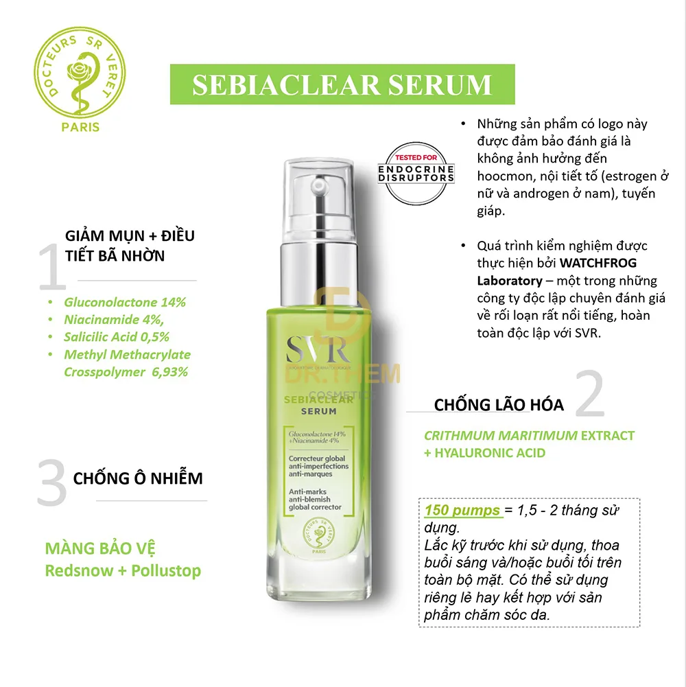 Serum SVR Sebiaclear Serum Hỗ Trợ Giảm Mụn Mờ Thâm Nám Làm Mềm Mịn Da Cho Da Dầu Mụn Nhạy Cảm 30ml 3