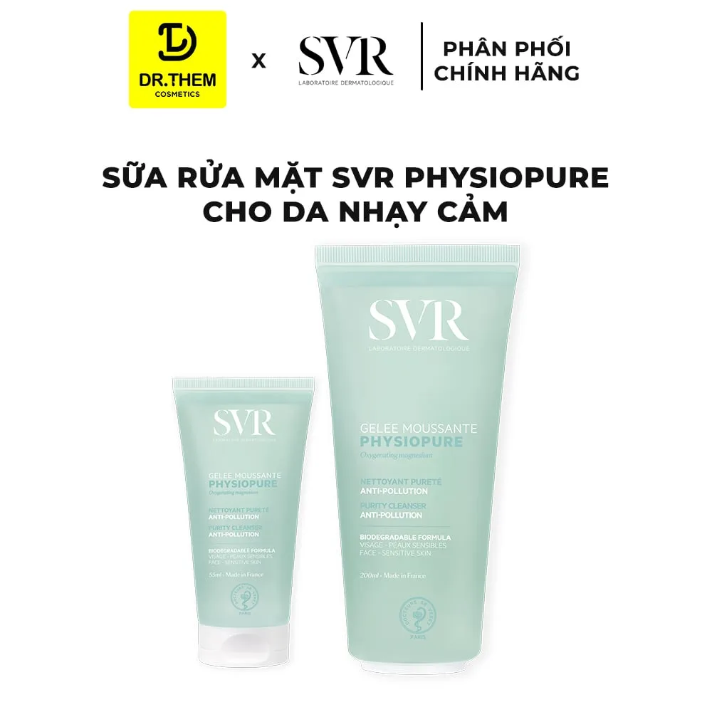Gel Rửa Mặt SVR Physiopure Gelée Moussante Làm Sạch Dịu Nhẹ Cấp Ẩm Cho Da Nhạy Cảm Dễ Kích Ứng 55ml