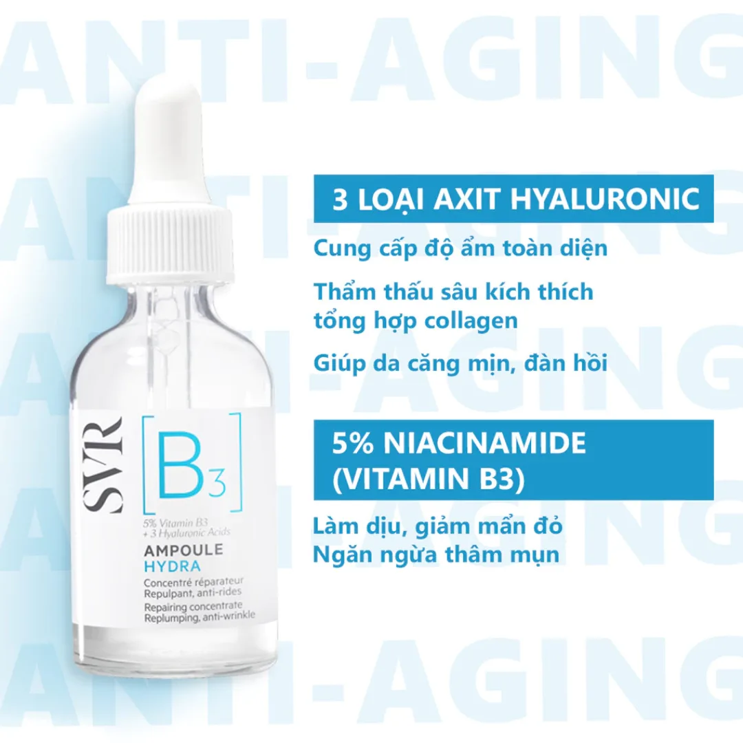Tinh Chất SVR [B3] Ampoule Hydra Cấp Ẩm Phục Hồi Ngăn Ngừa Nếp Nhăn Cho Da Nhạy Cảm Thiếu Nước 30ml 4