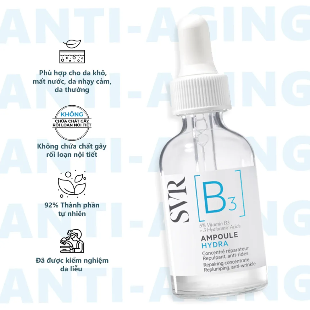 Tinh Chất SVR [B3] Ampoule Hydra Cấp Ẩm Phục Hồi Ngăn Ngừa Nếp Nhăn Cho Da Nhạy Cảm Thiếu Nước 30ml 6