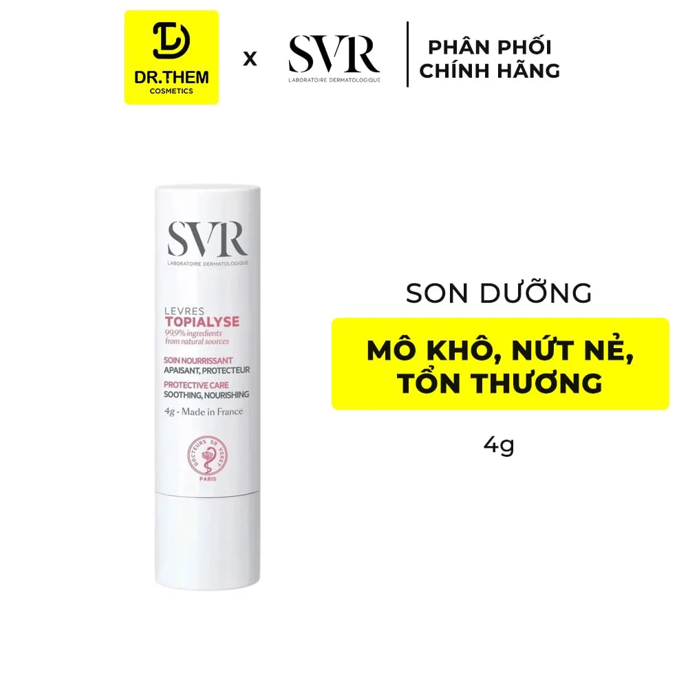 Sáp Dưỡng Môi SVR Stick Topialyse Lèvres Dưỡng Ẩm Chuyên Sâu Làm Dịu Môi Khô Nứt Nẻ Tổn Thương 4g