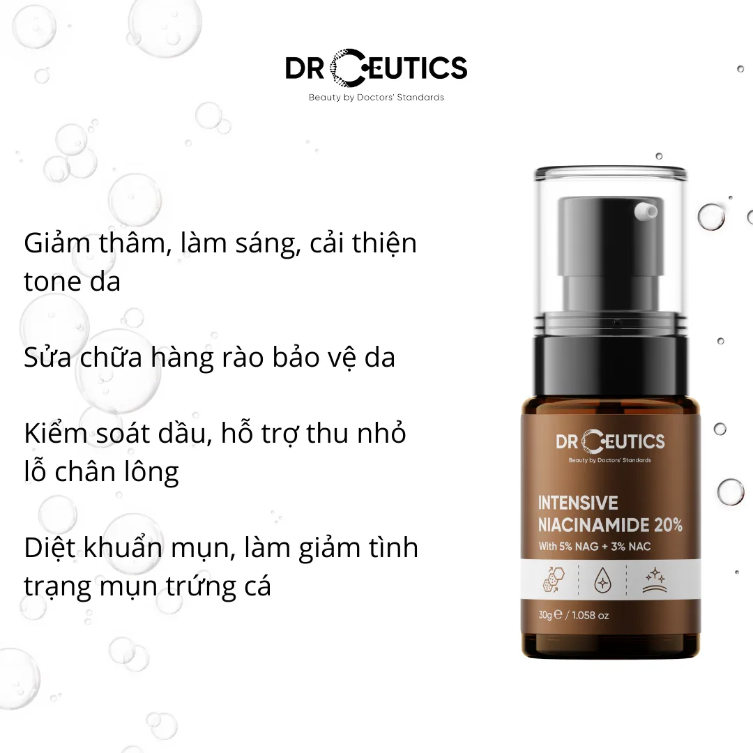 Tinh Chất DrCeutics Basic Niacinamide B3 8% 12% 20% Serum Hỗ Trợ Sáng Da Mờ Thâm Mụn Kiềm Dầu 30g/40g/100g 4
