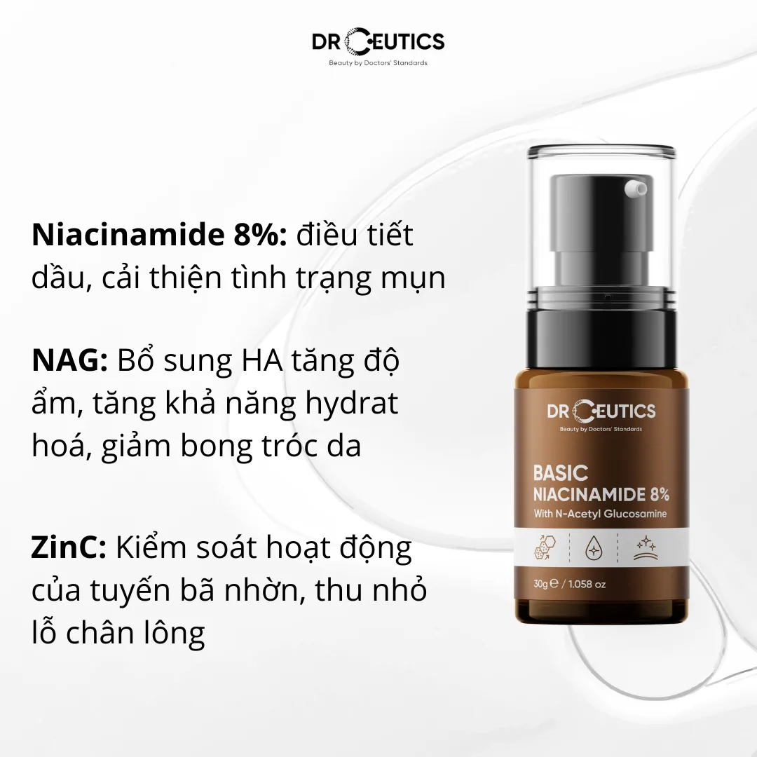 Tinh Chất DrCeutics Basic Niacinamide B3 8% 12% 20% Serum Hỗ Trợ Sáng Da Mờ Thâm Mụn Kiềm Dầu 30g/40g/100g 5