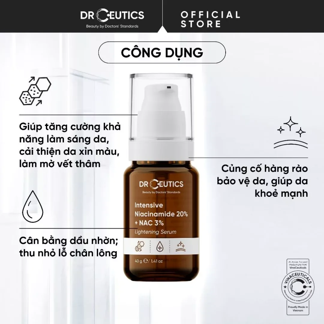 Tinh Chất DrCeutics Basic Niacinamide B3 8% 12% 20% Serum Hỗ Trợ Sáng Da Mờ Thâm Mụn Kiềm Dầu 30g/40g/100g 7