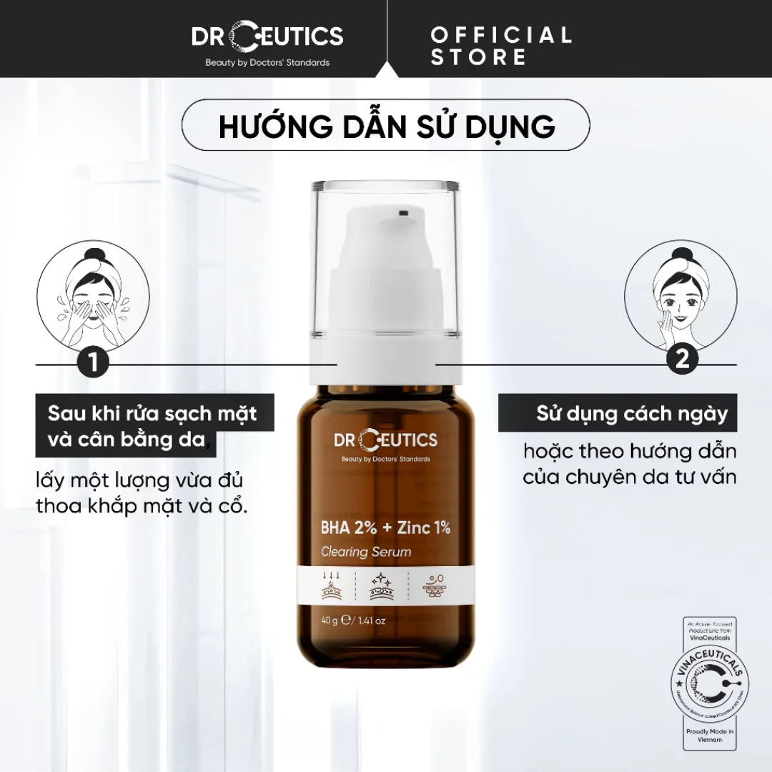 Tinh Chất DrCeutics BHA 2% + Zinc 1% Serum Hỗ Trợ Giảm Mụn Giảm Sưng Kiềm Dầu Cho Da Dầu Mụn 40ml/100ml 5