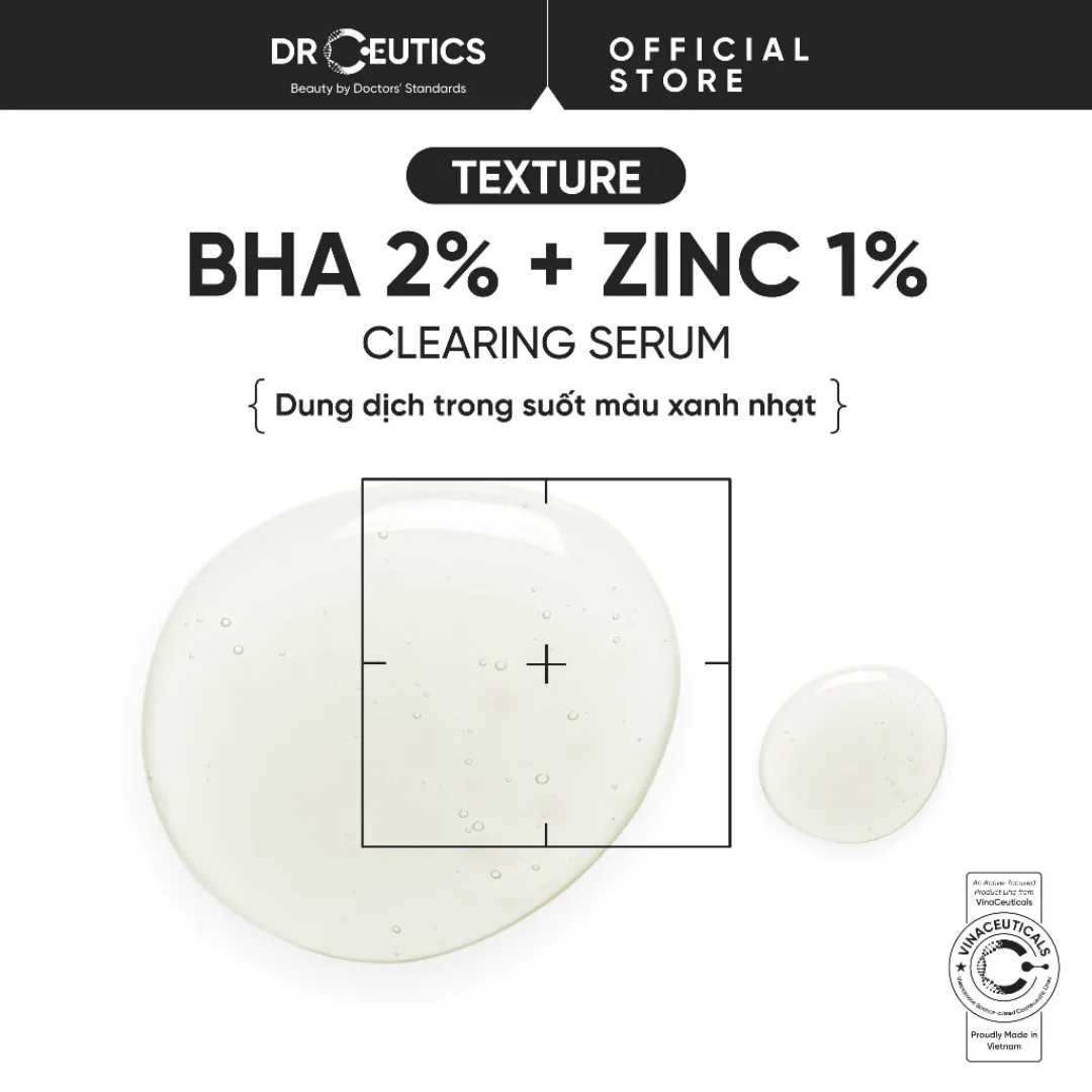 Tinh Chất DrCeutics BHA 2% + Zinc 1% Serum Hỗ Trợ Giảm Mụn Giảm Sưng Kiềm Dầu Cho Da Dầu Mụn 40ml/100ml 7