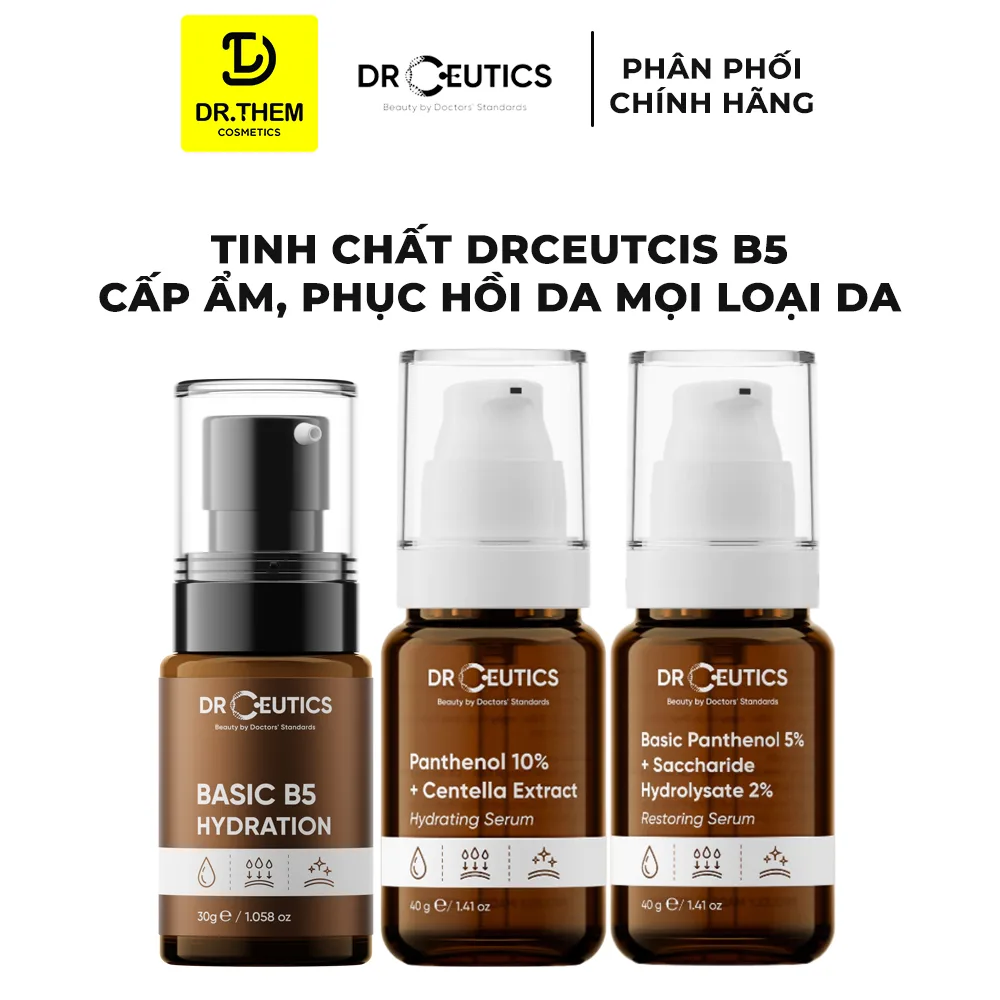 Tinh Chất DrCeutics Serum B5 Basic Và Dexpanthenol 10% Cấp Ẩm Hỗ Trợ Phục Hồi Làm Dịu Da Dầu Mụn 30g/40g/100g