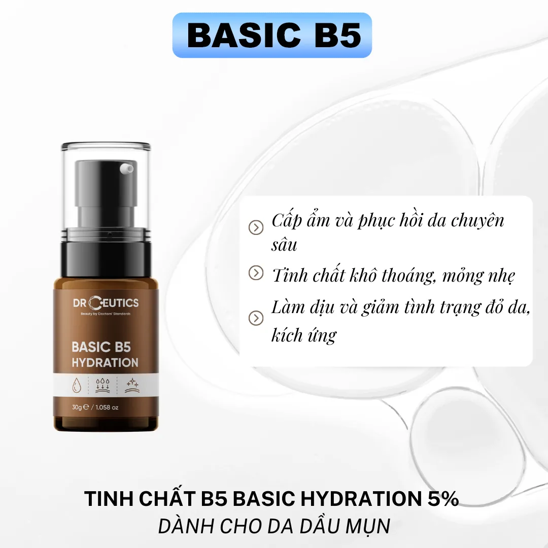 Tinh Chất DrCeutics Serum B5 Basic Và Dexpanthenol 10% Cấp Ẩm Hỗ Trợ Phục Hồi Làm Dịu Da Dầu Mụn 30g/40g/100g 3