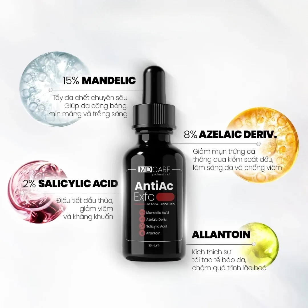 Tinh Chất Tẩy Tế Bào Chết MD CARE AntiAc Exfo Hỗ Trợ Giảm Mụn Kiềm Dầu Làm Dịu Da Cho Da Dầu Mụn 10ml/30ml 4