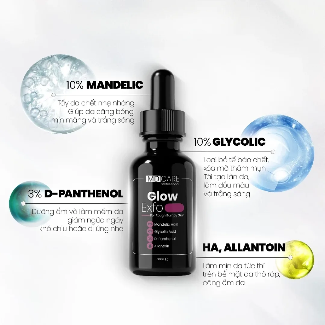 Tinh Chất Tẩy Tế Bào Chết MD CARE Glow Exfo Hỗ Trợ Làm Sáng Mờ Thâm Đều Màu Da Cho Da Xỉn Màu 10ml/30ml 3