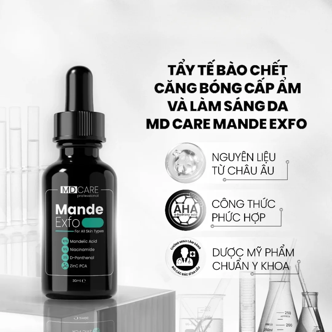 Tinh Chất Tẩy Tế Bào Chết MD CARE Mande Exfo Cấp Ẩm Làm Sáng Da Căng Bóng Cho Da Dầu Hỗn Hợp 10ml/30ml 2