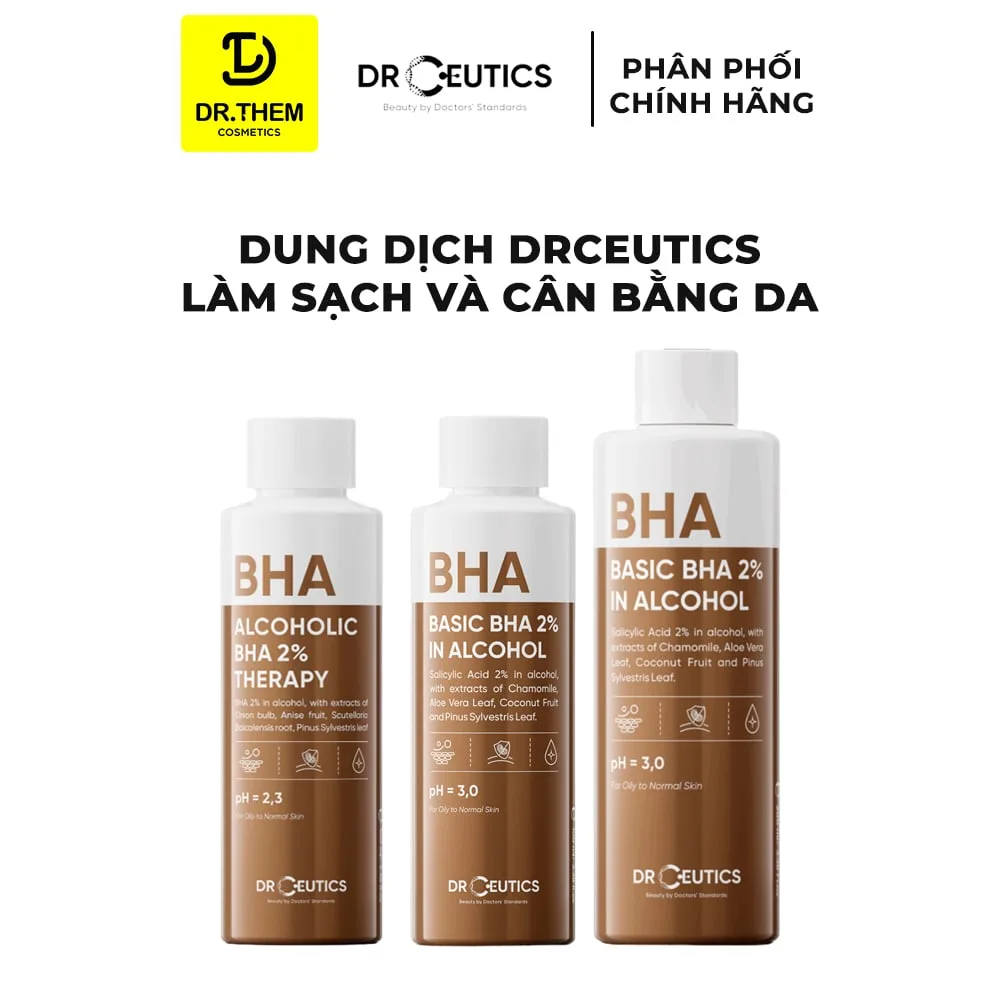 Toner DrCeutics BHA 2% Basic Và BHA Therapy Làm Sạch Sâu Cân Bằng Da Cho Da Dầu Mụn 100ml 200ml