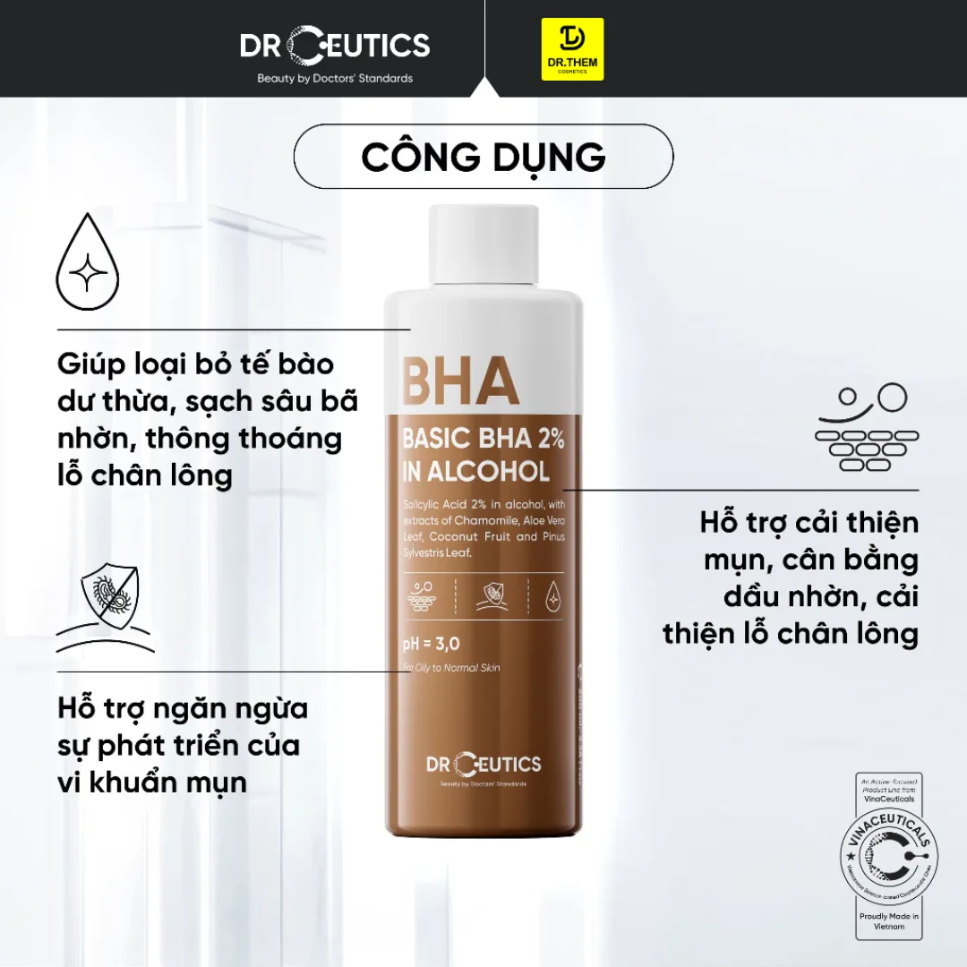 Toner DrCeutics BHA 2% Basic Và BHA Therapy Làm Sạch Sâu Cân Bằng Da Cho Da Dầu Mụn 100ml 200ml 3