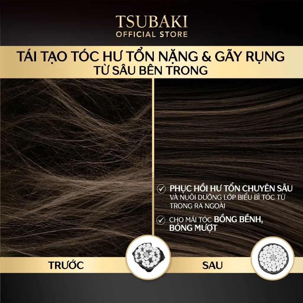 Mặt Nạ Tóc Tsubaki Premium EX Repair Mask Ủ Tóc Cao Cấp Hỗ Trợ Phục Hồi Hư Tổn Suôn Mượt 180g 3