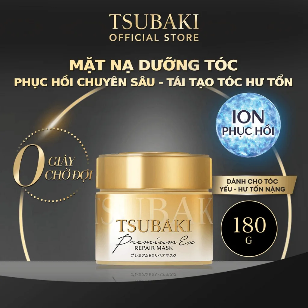 Mặt Nạ Tóc Tsubaki Premium EX Repair Mask Ủ Tóc Cao Cấp Hỗ Trợ Phục Hồi Hư Tổn Suôn Mượt 180g 5