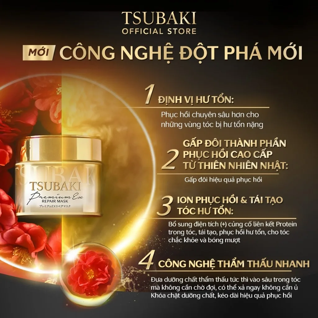 Mặt Nạ Tóc Tsubaki Premium EX Repair Mask Ủ Tóc Cao Cấp Hỗ Trợ Phục Hồi Hư Tổn Suôn Mượt 180g 8