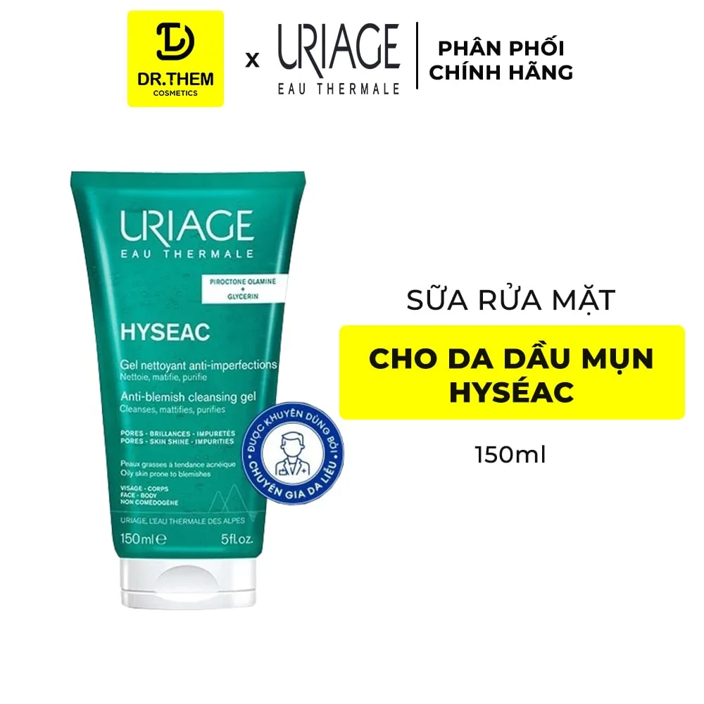 Gel Rửa Mặt Uriage Hyséac Gel Nettoyant Làm Sạch Dịu Nhẹ Không Xà Phòng Cho Da Dầu Mụn Hỗn Hợp 150ml