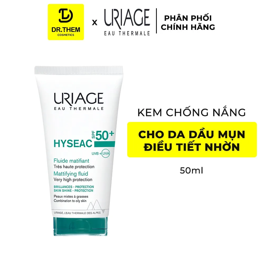 Sữa Chống Nắng Uriage Hyséac Fluide SPF50+ Kiềm Dầu Bảo Vệ Da Cho Da Dầu Mụn Hỗn Hợp 50ml