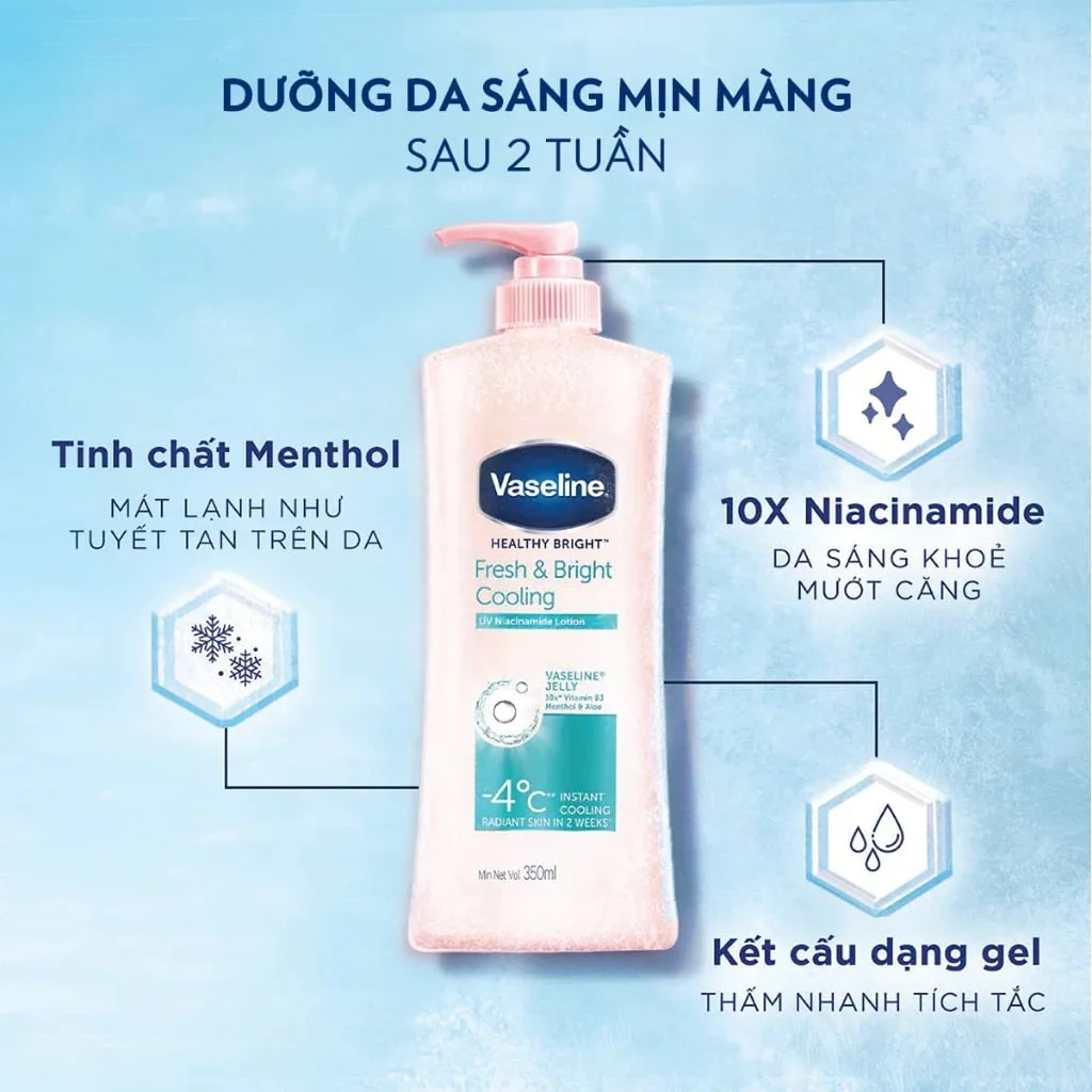 Sữa Dưỡng Thể Vaseline Healthy Bright Dưỡng Sáng Da Bảo Vệ Toàn Diện Cấp Ẩm Toàn Thân 350ml