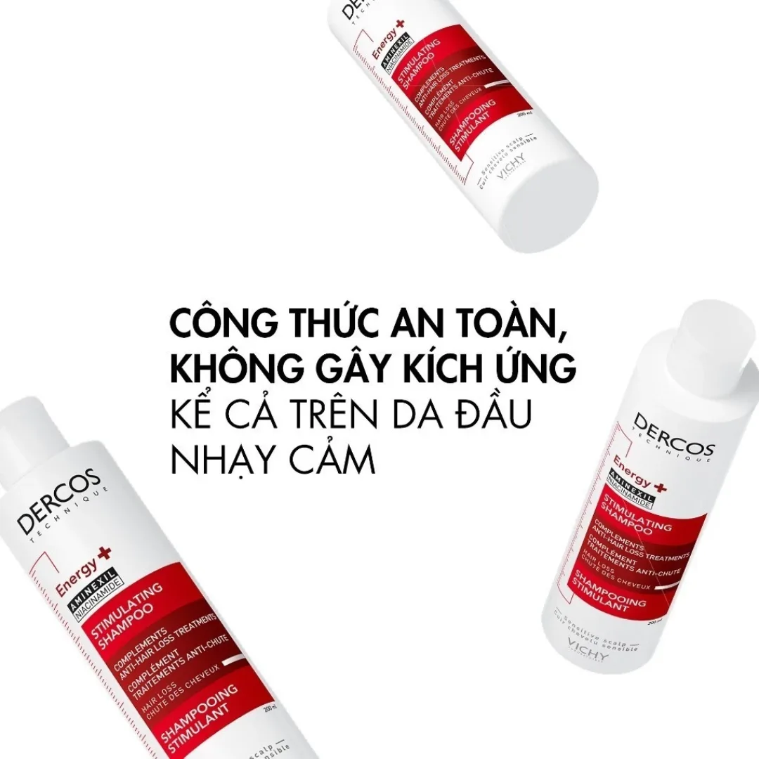 Dầu Gội Vichy Dercos Energy+ Aminexil Stimulating Shampoo Hỗ Trợ Giảm Gãy Rụng Tóc 200ml 6