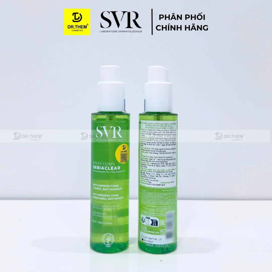Xịt Hỗ Trợ Giảm Mụn Lưng Và Cơ Thể SVR Sebiaclear Spray Corps Hỗ Trợ Mờ Thâm Kiềm Dầu 150ml 7