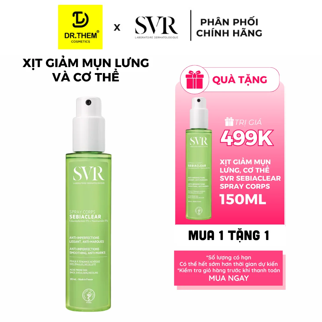 Xịt Hỗ Trợ Giảm Mụn Lưng Và Cơ Thể SVR Sebiaclear Spray Corps Hỗ Trợ Mờ Thâm Kiềm Dầu 150ml 8