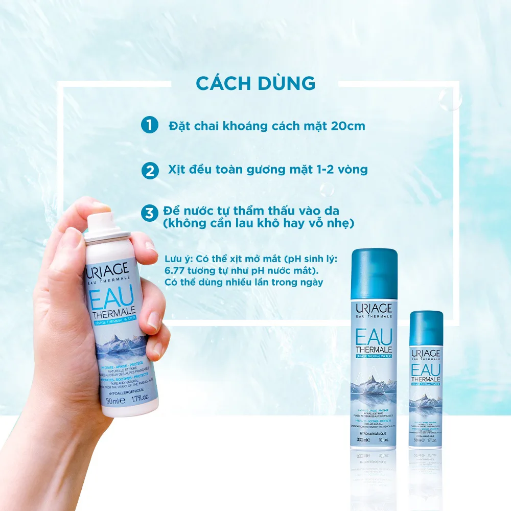Xịt Khoáng Uriage Eau Thermale Cấp Ẩm Làm Dịu Da Tăng Cường Hàng Rào Bảo Vệ Da 150ml 300ml 6