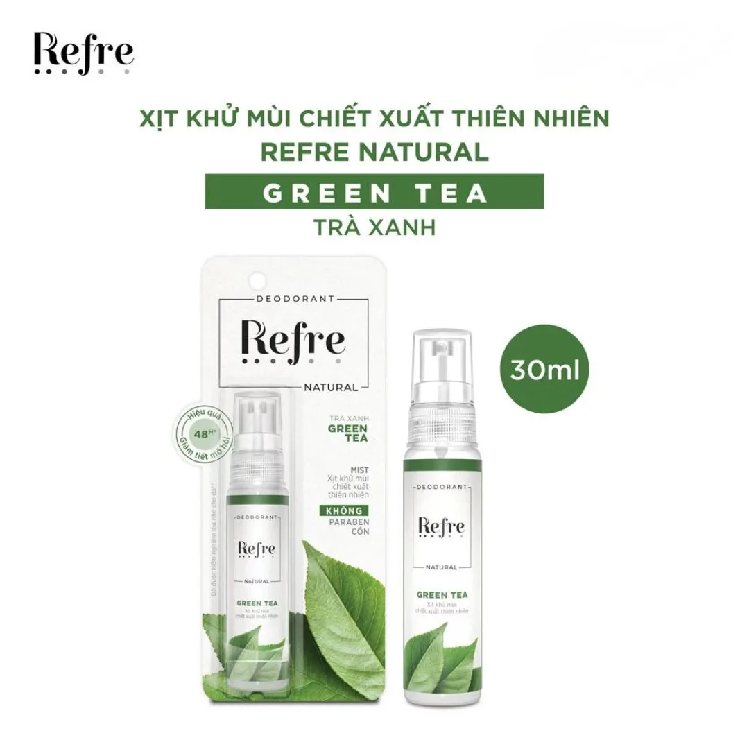 Xịt Khử Mùi Refre Natural Chiết Xuất Thiên Nhiên Khử Mùi Giảm Tiết Mồ Hôi 48H Không Cồn Không Paraben 30ml 3