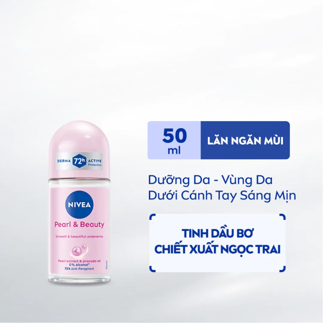 Xịt Lăn Khử Mùi Nivea Pearl And Beauty Chiết Xuất Ngọc Trai Dưỡng Sáng Mềm Mịn Ngăn Mùi 72 Giờ 50ml/150ml 2