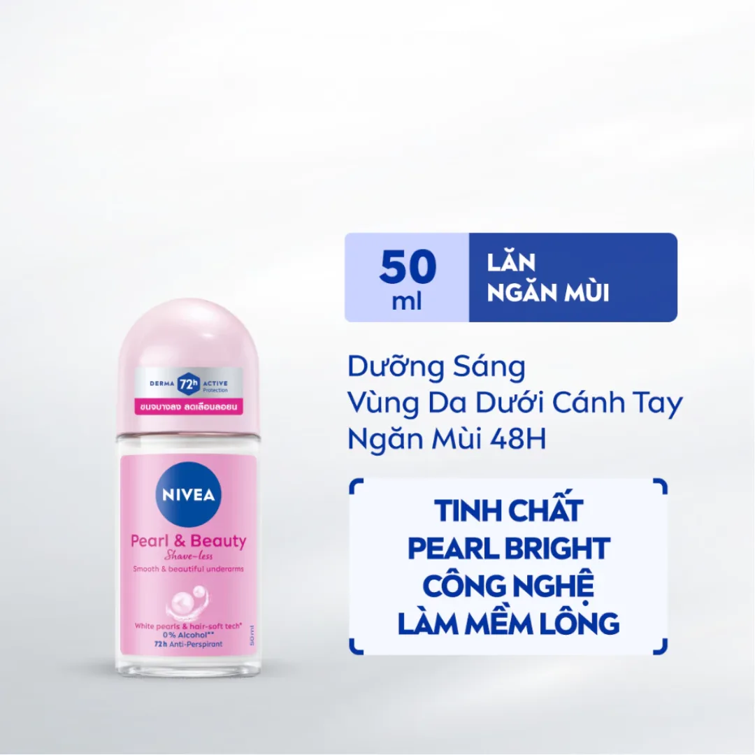 Xịt Lăn Khử Mùi Nivea Pearl And Beauty Shave Less Ngọc Trai Mềm Mịn Hỗ Trợ Làm Mờ Thâm Sần 50ml/150ml 2