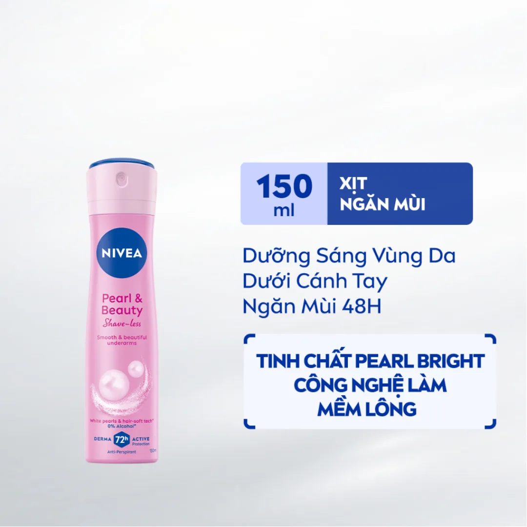 Xịt Lăn Khử Mùi Nivea Pearl And Beauty Shave Less Ngọc Trai Mềm Mịn Hỗ Trợ Làm Mờ Thâm Sần 50ml/150ml 5