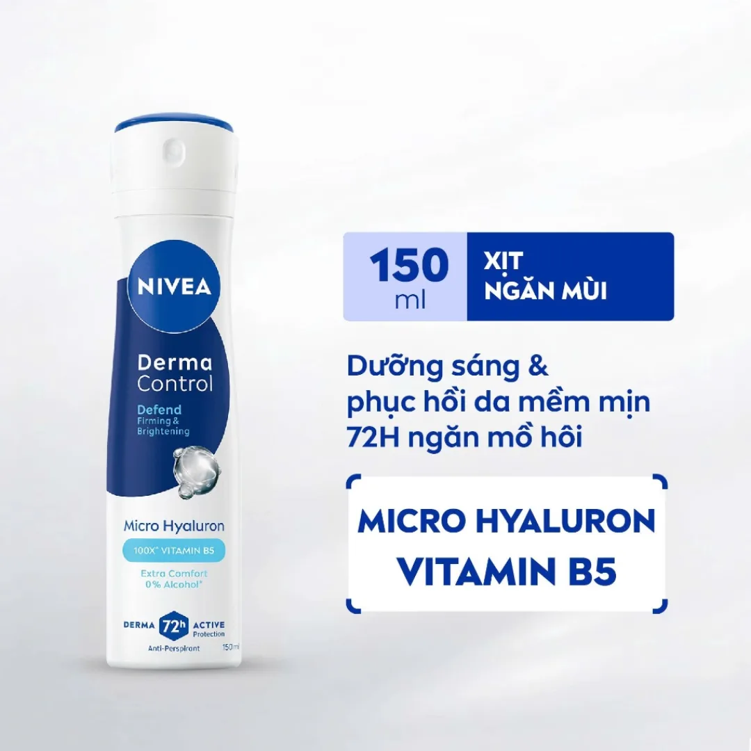 Xịt Lăn Ngăn Mùi Nivea Derma Control Defend Dưỡng Sáng Hỗ Trợ Phục Hồi Cho Da Nhạy Cảm 50ml/150ml 3