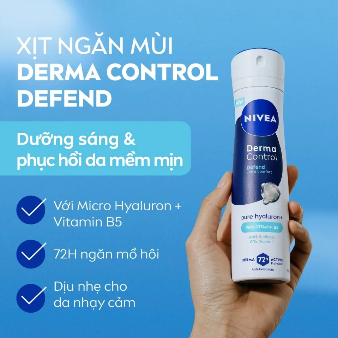 Xịt Lăn Ngăn Mùi Nivea Derma Control Defend Dưỡng Sáng Hỗ Trợ Phục Hồi Cho Da Nhạy Cảm 50ml/150ml 5
