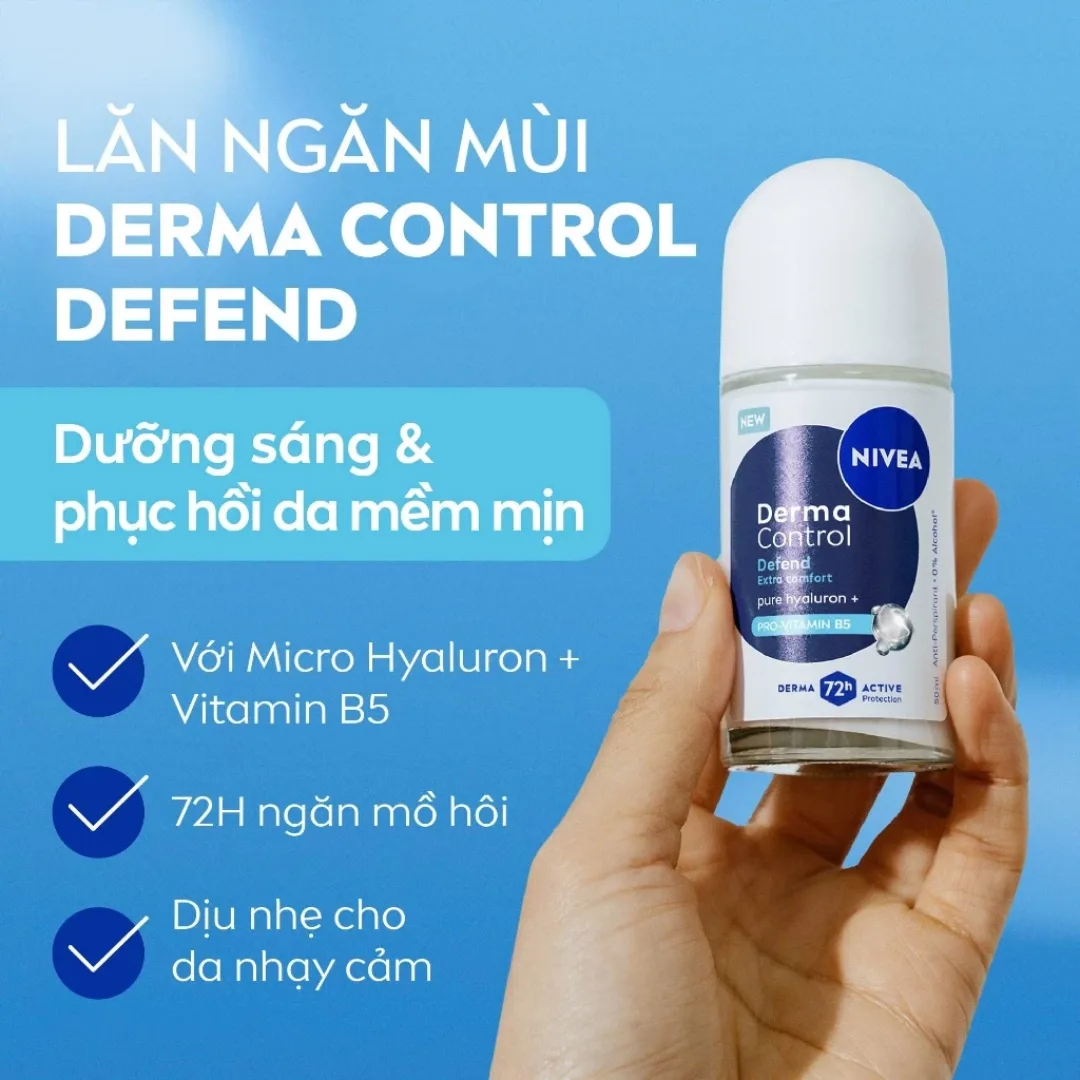 Xịt Lăn Ngăn Mùi Nivea Derma Control Defend Dưỡng Sáng Hỗ Trợ Phục Hồi Cho Da Nhạy Cảm 50ml/150ml 6