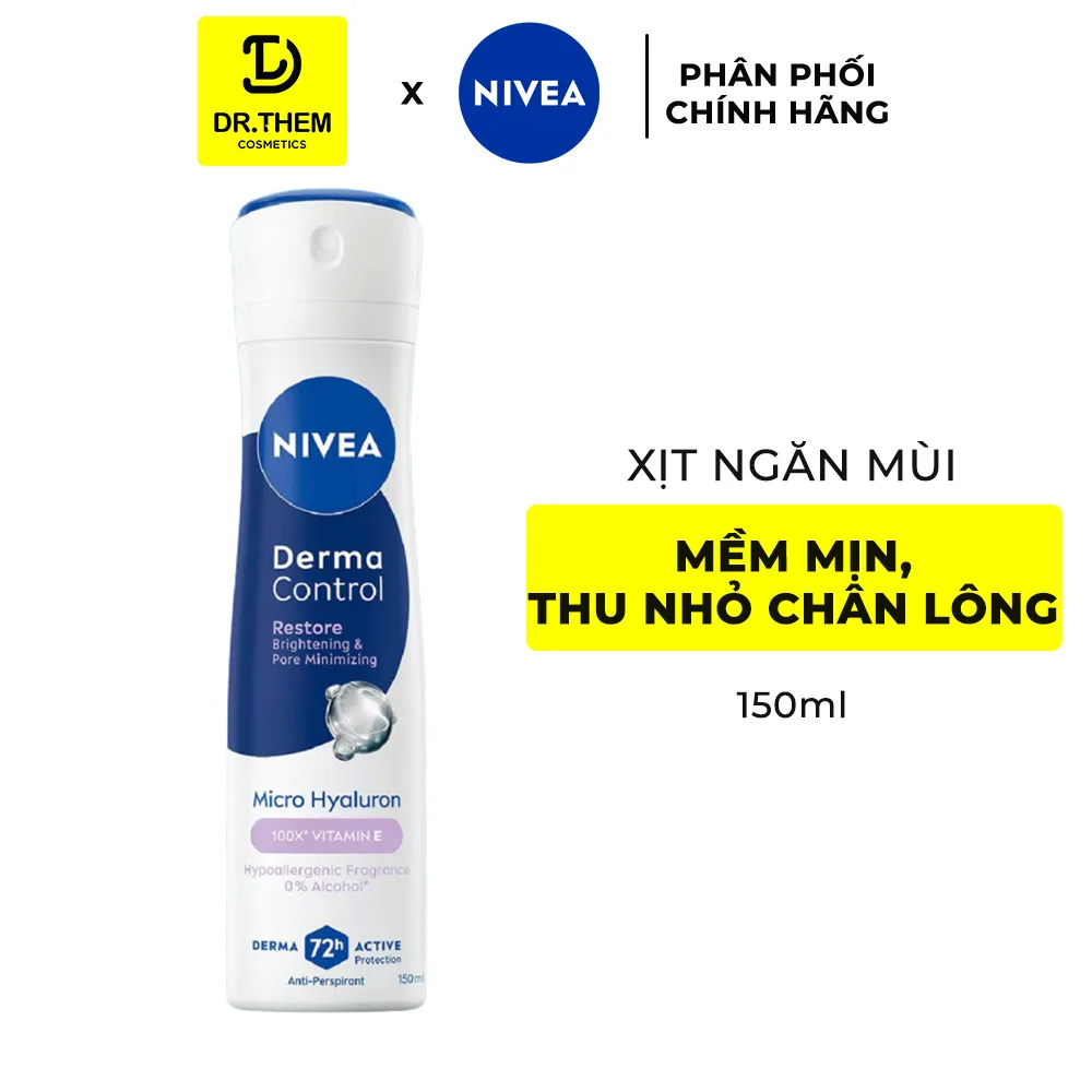 Xịt Lăn Ngăn Mùi Nivea Derma Control Restore Hỗ Trợ Phục Hồi Hàng Rào Da Thu Nhỏ Lỗ Chân Lông 50ml/150ml 8
