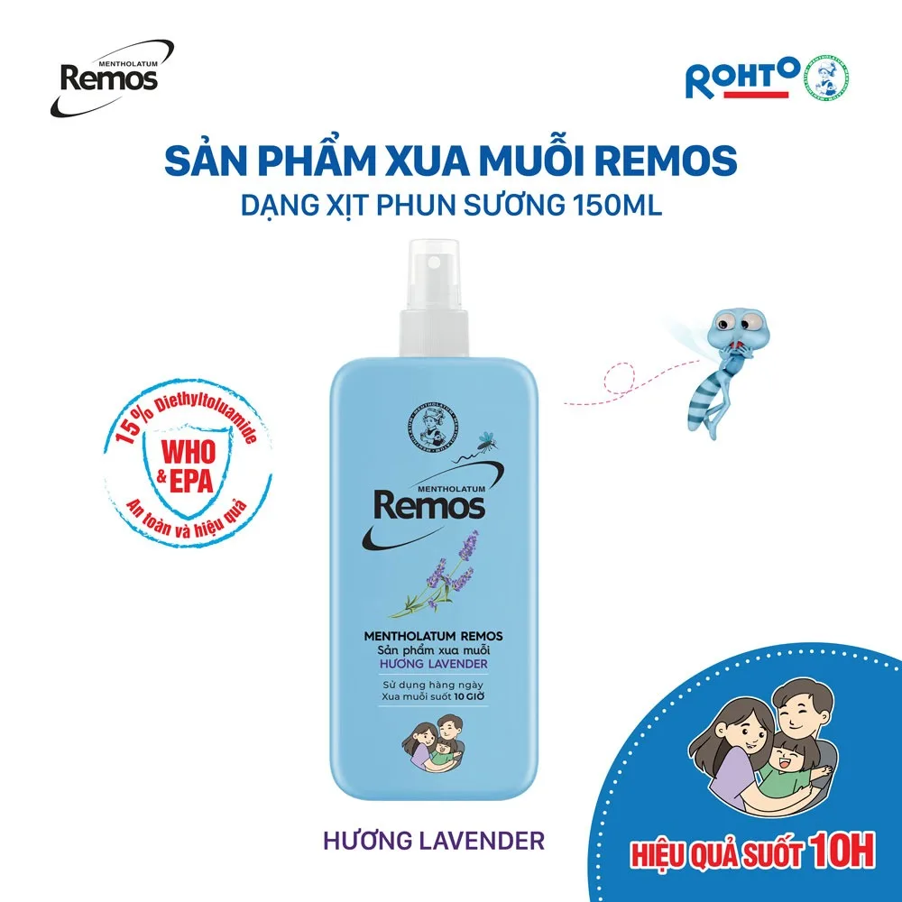 Xịt Xua Muỗi Rohto Remos Picaridin Và Tinh Dầu Thiên Nhiên Xua Đuổi Muỗi Côn Trùng Cho Bé Và Người Lớn 70ml/150ml 3