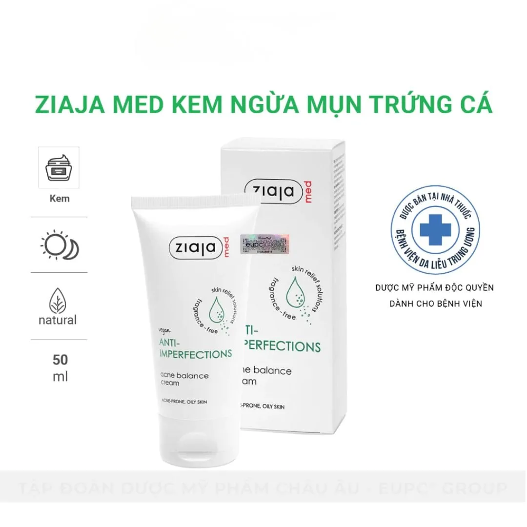 Kem Dưỡng Ziaja Med Anti-Imperfections Acne Balance Cream Hỗ Trợ Giảm Mụn Kiềm Dầu Cấp Ẩm Cho Da Mụn 50ml 3