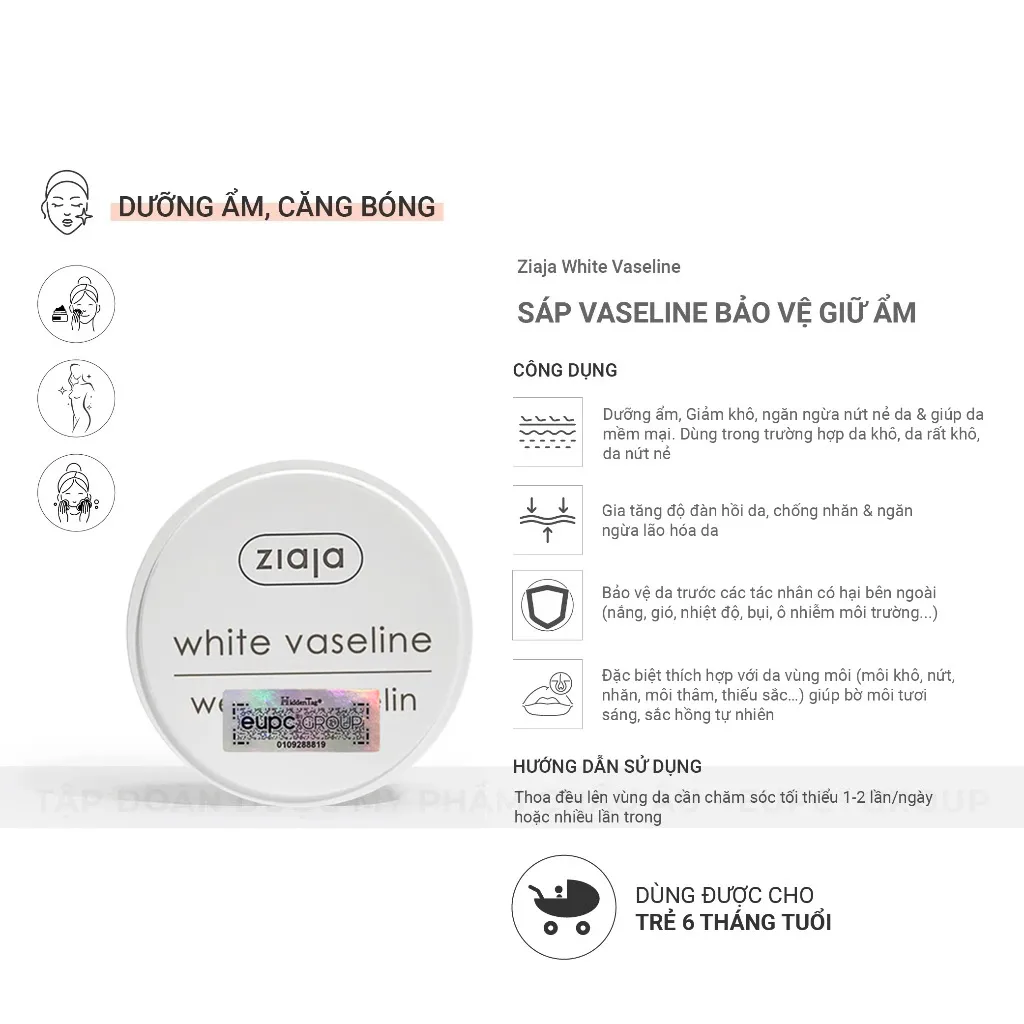 Sáp Dưỡng Môi Ziaja White Vaseline Dưỡng Ẩm Làm Mềm Giảm Khô Nứt Nẻ Cho Môi Và Vùng Da Khô 30ml 3
