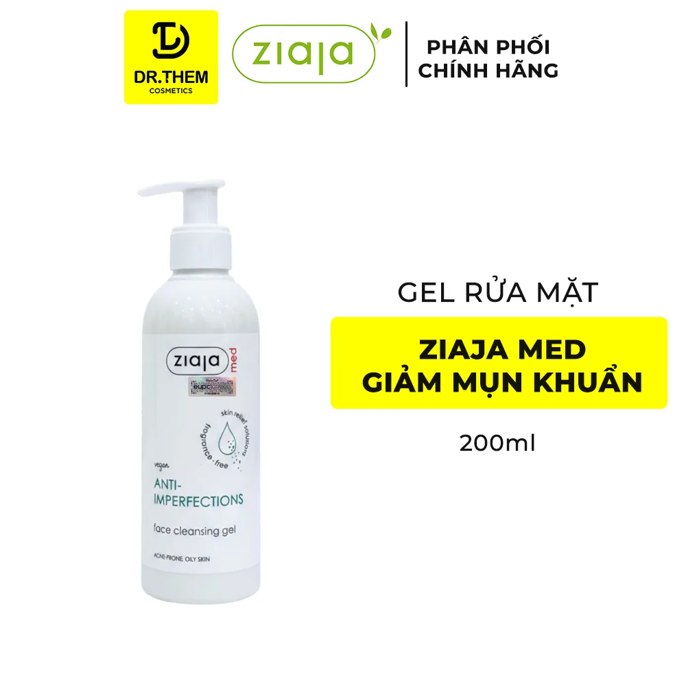 Sữa Rửa Mặt Ziaja Med Anti-Imperfections Cleansing Gel Hỗ Trợ Giảm Mụn Ngừa Khuẩn Kiềm Dầu Cho Da Dầu Mụn 200ml 2