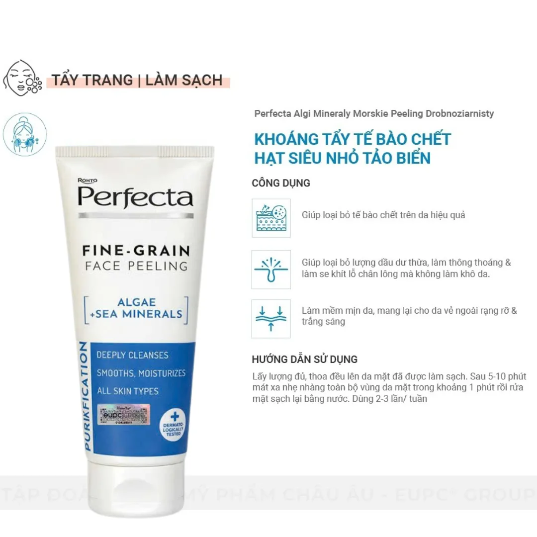 Tẩy Tế Bào Chết Hạt Siêu Mịn Perfecta Algi Mineraly Morskie Peeling Drobnoziarnisty Tảo Biển Cho Da Dầu Hỗn Hợp 75ml 4