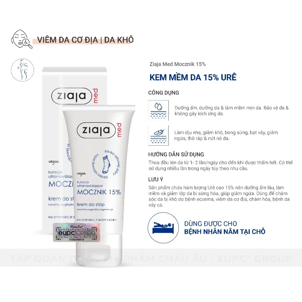 Kem Dưỡng Ziaja Med Mocznik 15% Urê Làm Mềm Da Dưỡng Ẩm Chuyên Sâu Giảm Khô Nứt Nẻ Cho Da Rất Khô 100ml 5