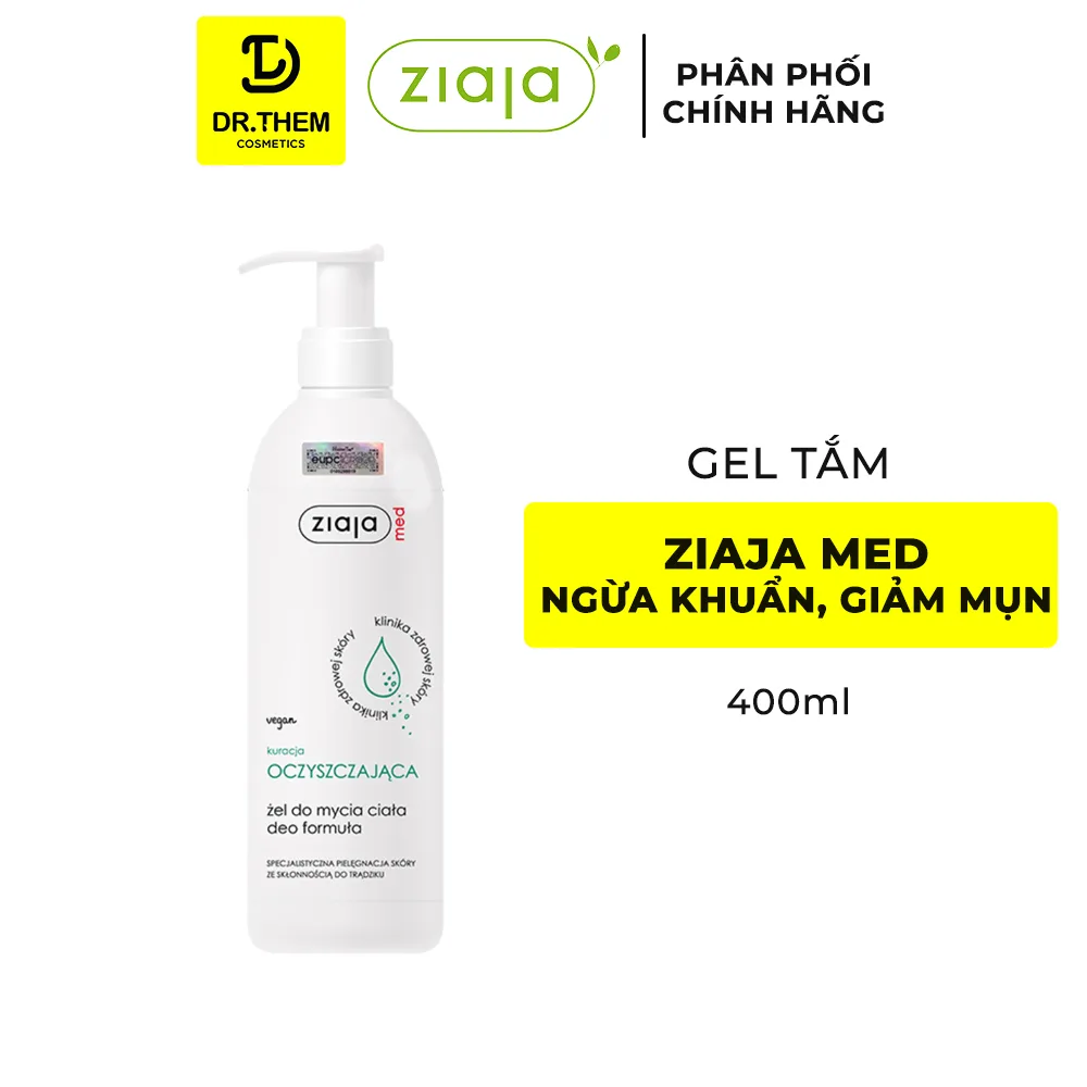 Gel Tắm Ziaja Med Kuracja Oczyszczajaca Deo Formula Làm Sạch Ngừa Khuẩn Hỗ Trợ Giảm Mụn Lưng Cho Da Dầu 400ml 2