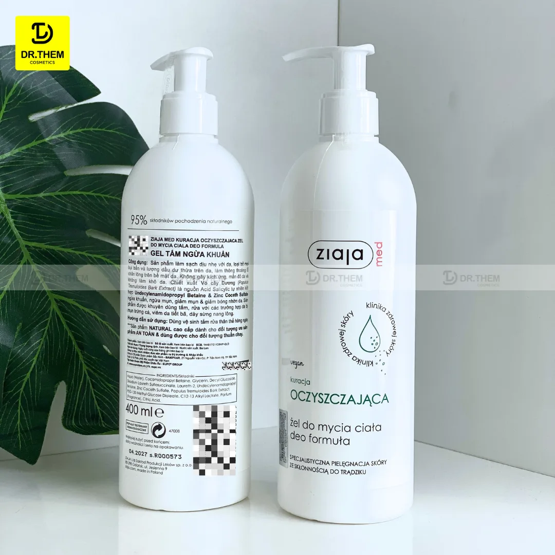 Gel Tắm Ziaja Med Kuracja Oczyszczajaca Deo Formula Làm Sạch Ngừa Khuẩn Hỗ Trợ Giảm Mụn Lưng Cho Da Dầu 400ml 6