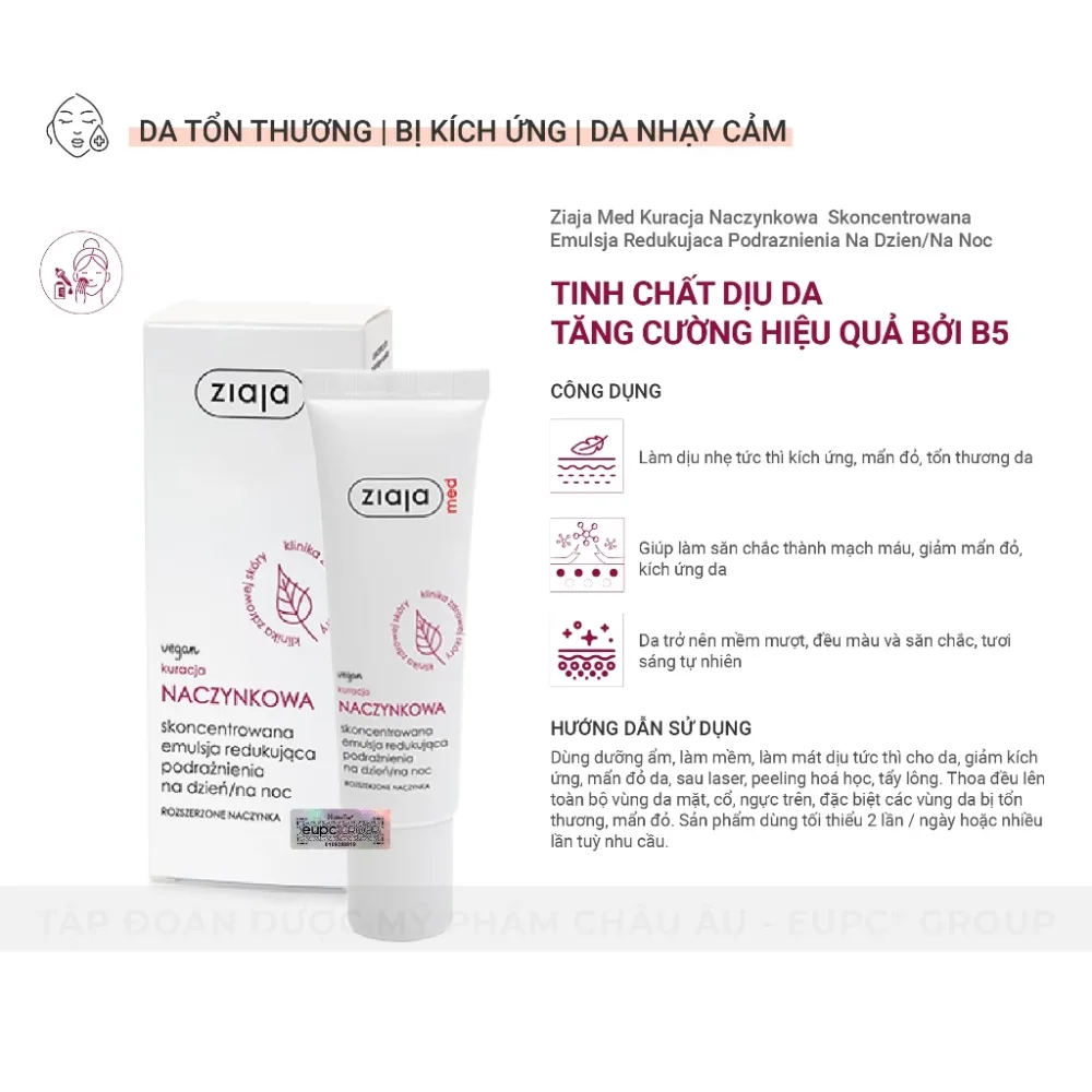 Tinh Chất Ziaja Med Kuracja Naczynkowa B5 Hỗ Trợ Phục Hồi Làm Dịu Da Giảm Kích Ứng Mẩn Đỏ Cho Da Nhạy Cảm 30ml 4