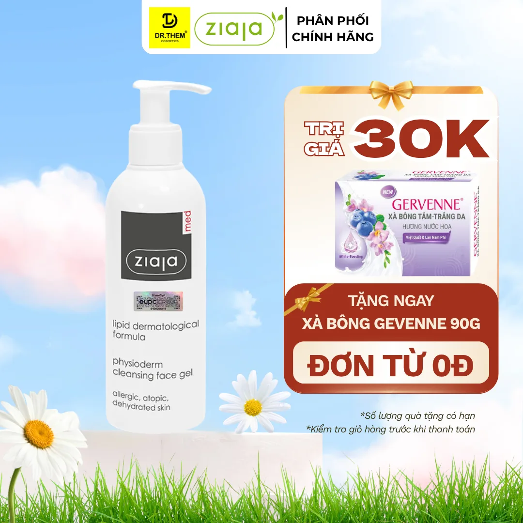 Gel Rửa Mặt Ziaja Med Lipid Physioderm Cleansing Face Gel Làm Sạch Sinh Lý Dịu Nhẹ Cho Da Khô Nhạy Cảm 200ml